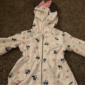 Disney White Hooded Minnie Mouse Rain Jacket with Pink Accents